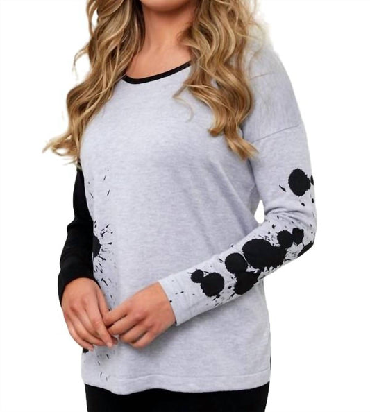 Splatter Color Block Crew Neck Sweater