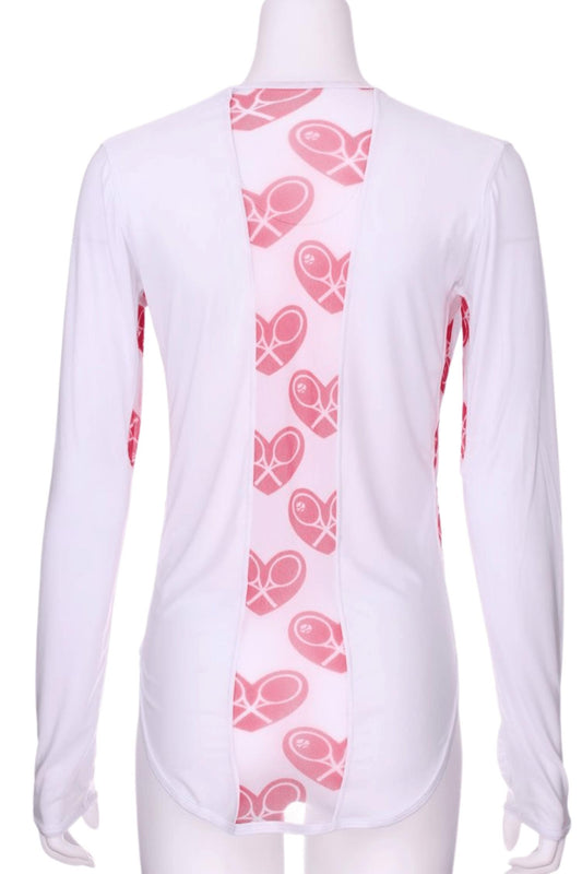 Love Love Tennis - Women's Heart Mesh Long Sleeve Crew Tee