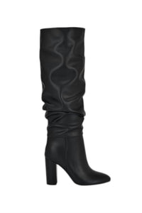 Nine West Women's Magnett Block Smooth Knee High Boots in black - women's shoe - detail view
