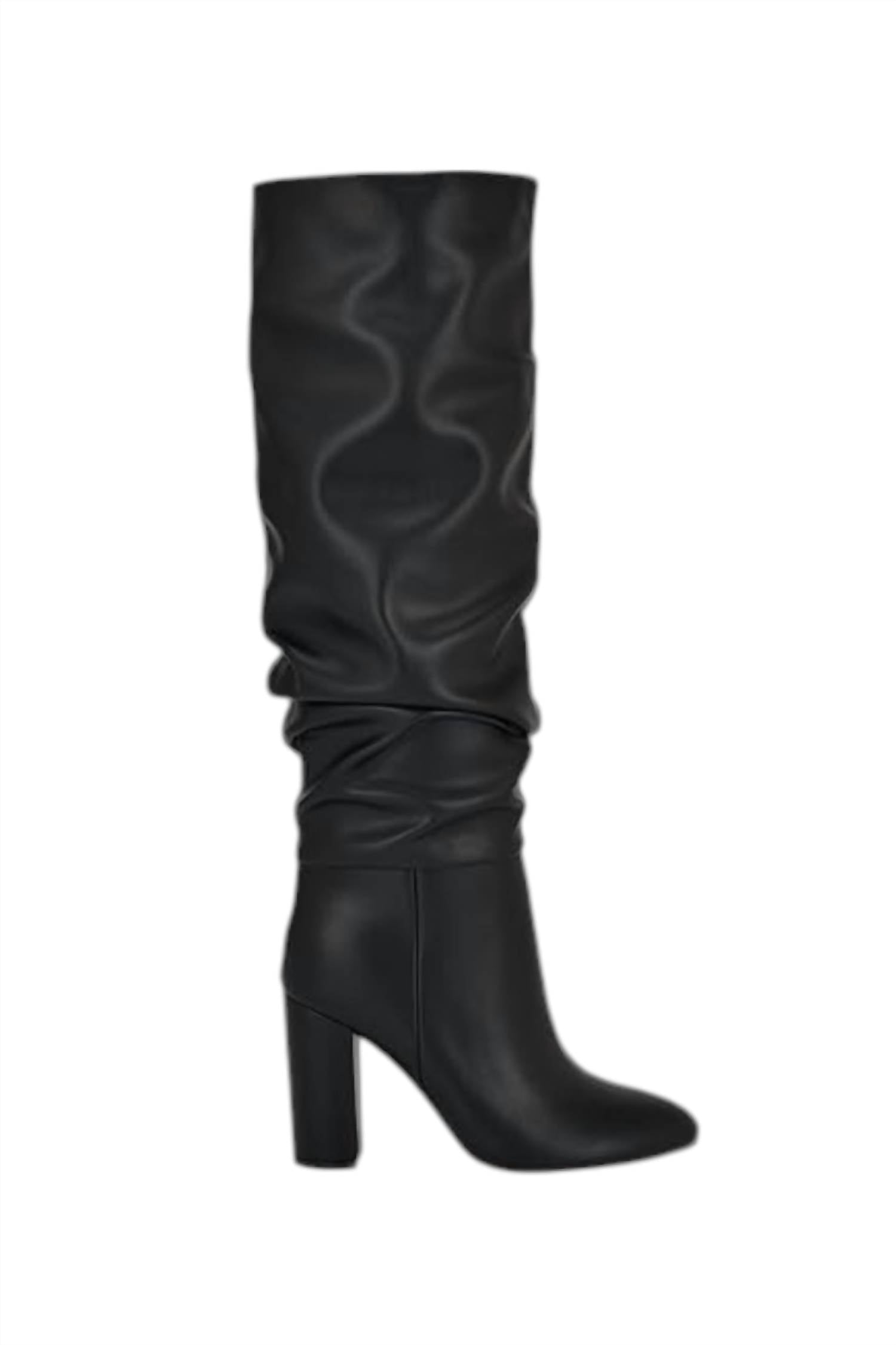 Nine West Women's Magnett Block Smooth Knee High Boots in black - women's shoe - detail view