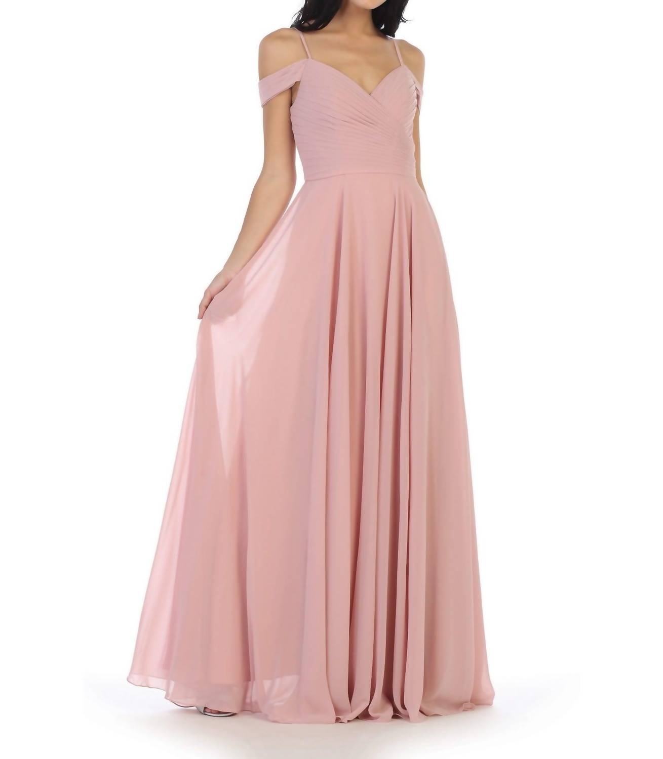 Eva Off Shoulder Maxi Dress in dusty rose - women's dress