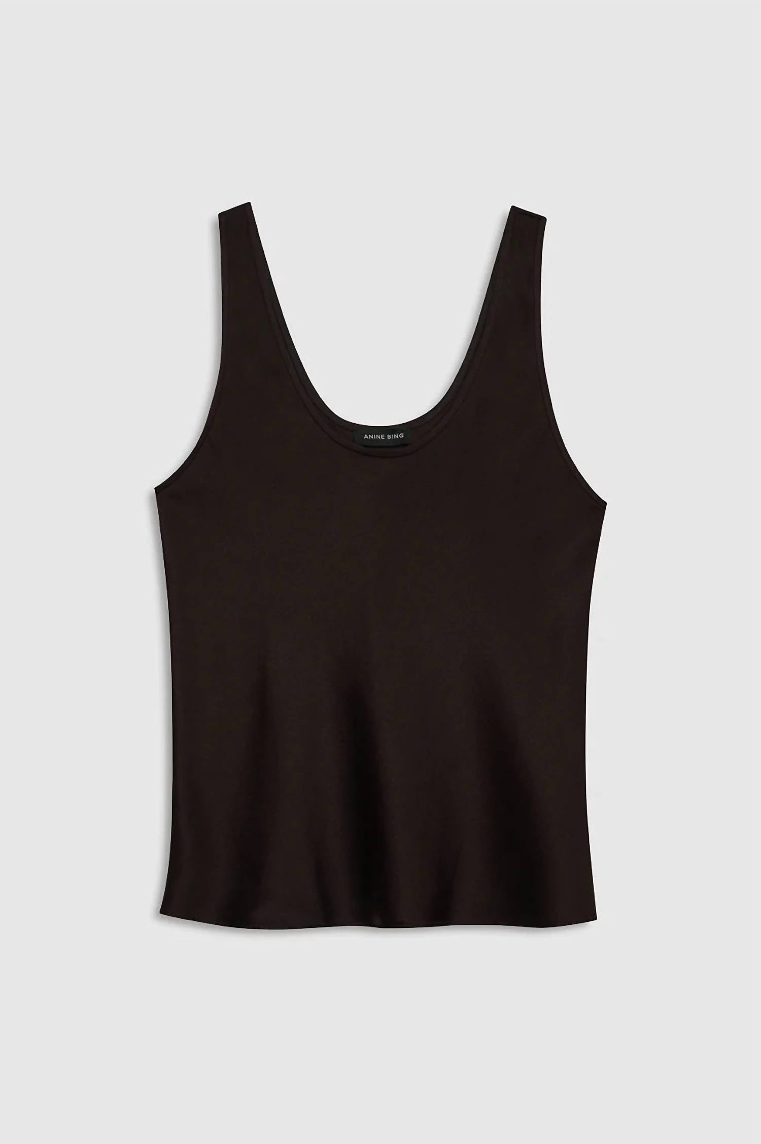 ANINE BING Lea Scoop Neck Tank Top in deep brown - women's tank top - alternate view