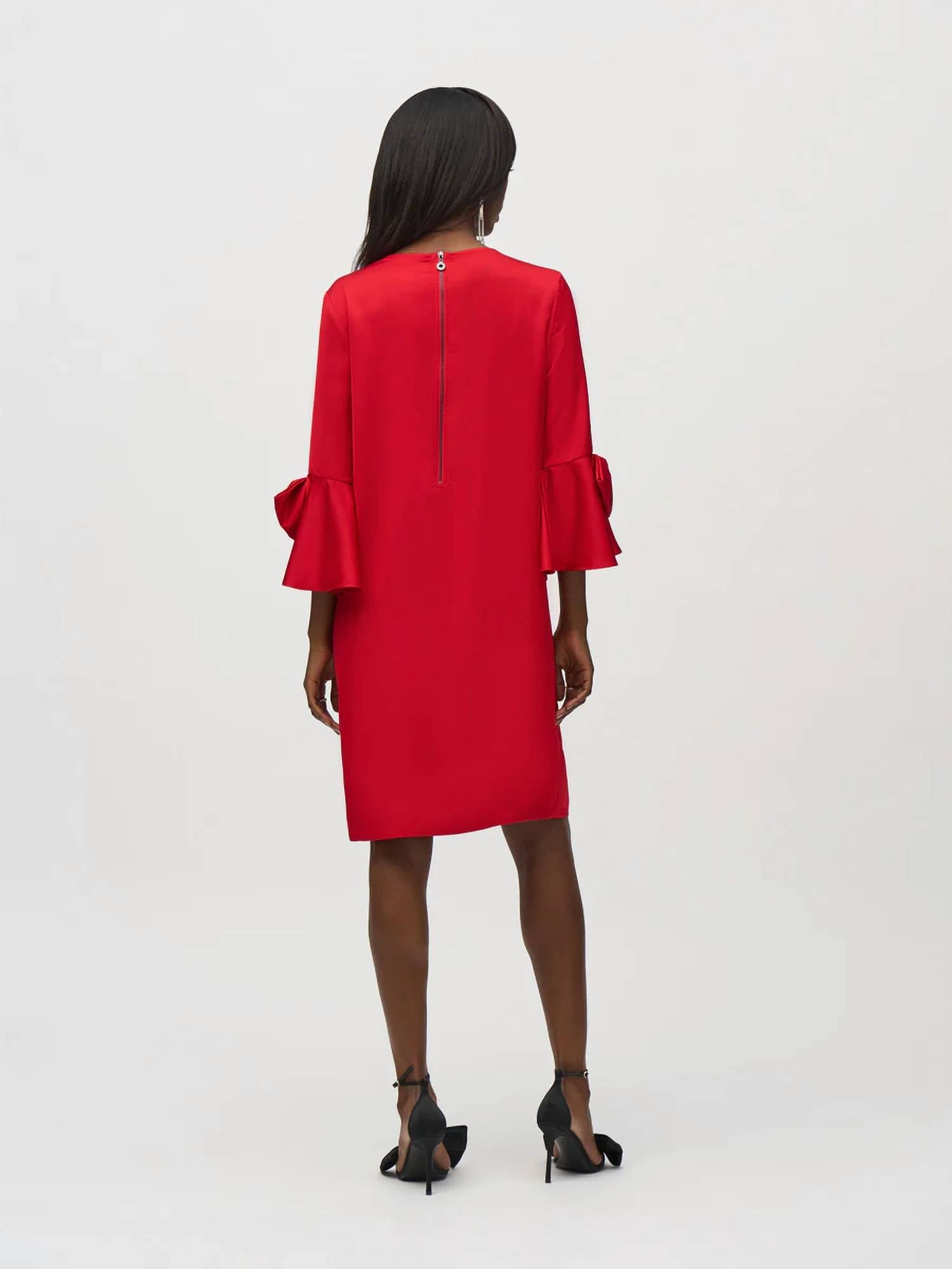 Joseph Ribkoff - Satin Ruffle Sleeve Straight Dress