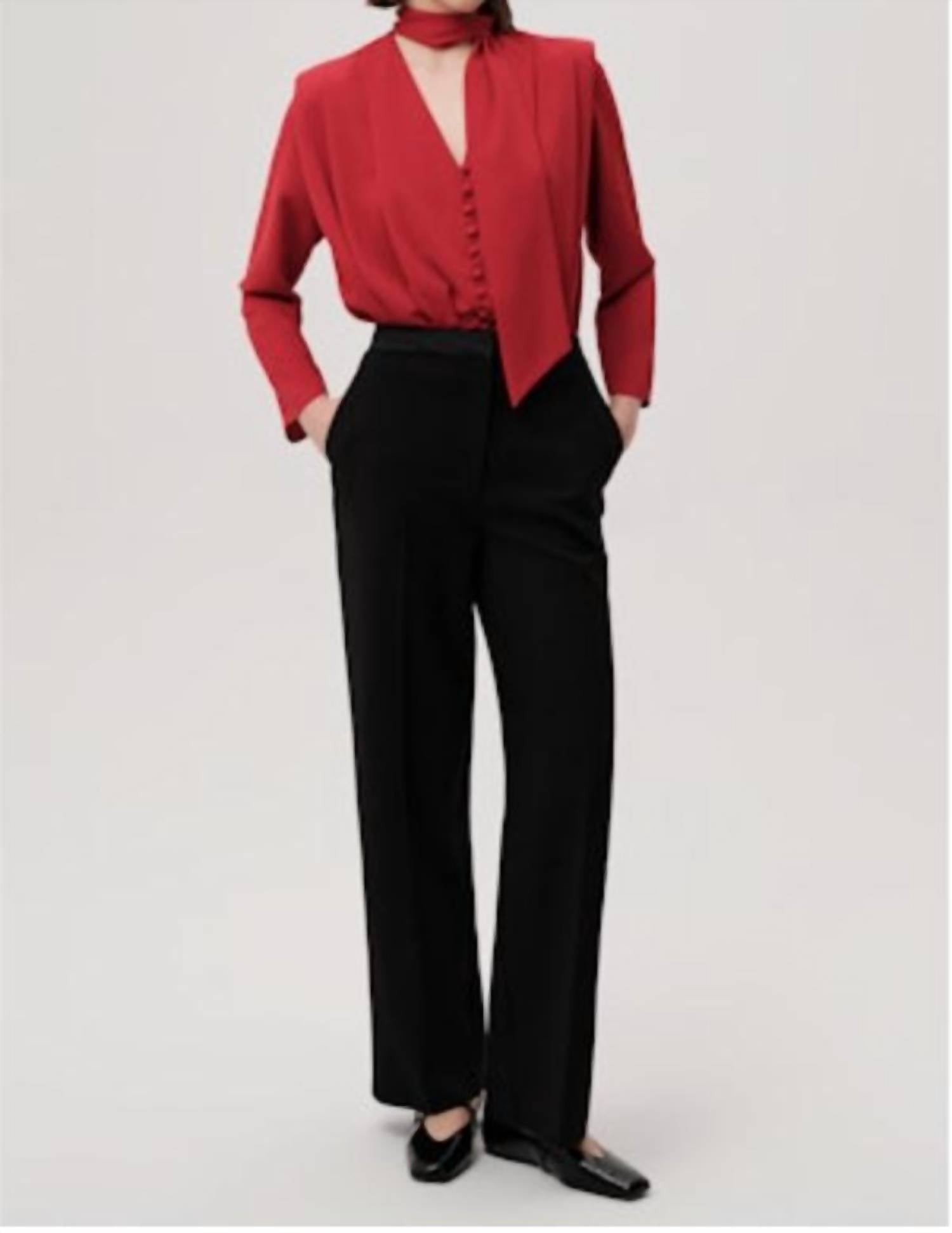 EXQUISE Sandy Long Sleeve Blouse in red - women's long sleeve top