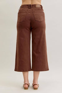 Judy Blue - Mid Rise Wide Crop Garment Dyed Utility Pocket Jeans