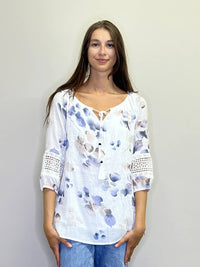 Papillon - Floral Off The Shoulder Blouse With Lace Inset Detail