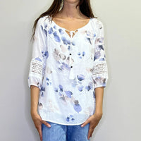 Papillon - Floral Off The Shoulder Blouse With Lace Inset Detail