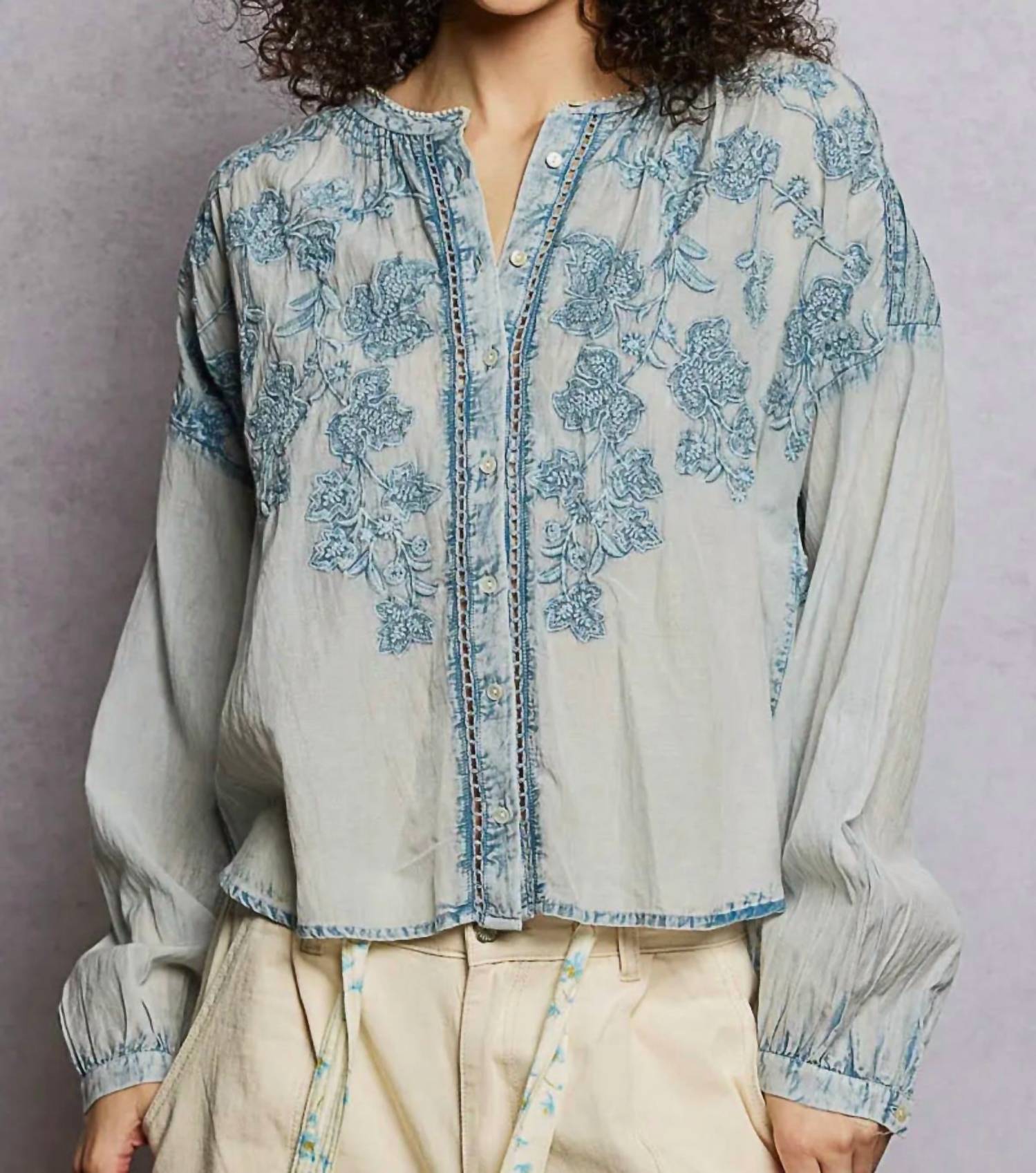 Pol - Muted Denim Top
