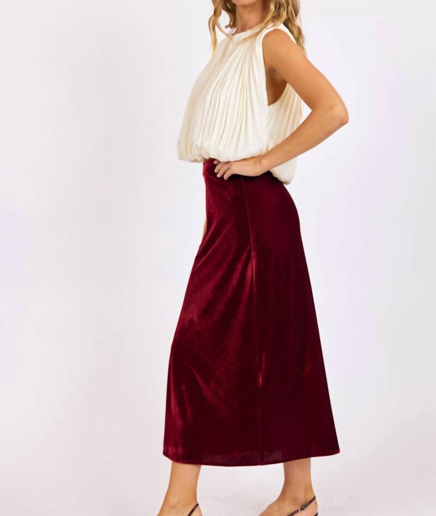Sage The Label - Twilight Spell Stretch Velvet Bias Midi Skirt
