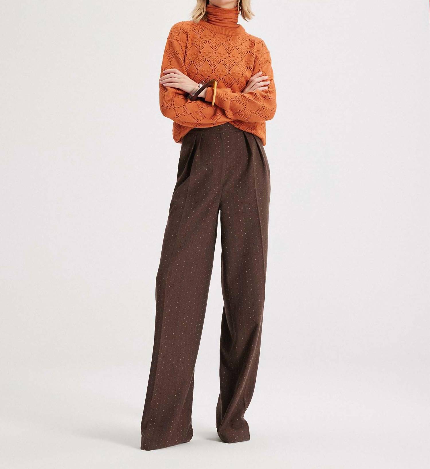 Theo The Label - Ersa Pointelle Argyle Pullover
