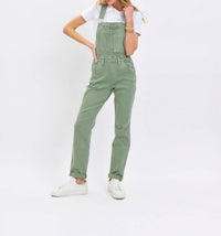 Judy Blue - Garment Dyed High Waist Double Cuffed Boyfriend Overalls
