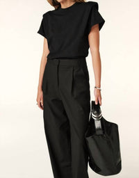 ba&sh Pio Crewneck T-shirt in noir - women's t-shirt - alternate view