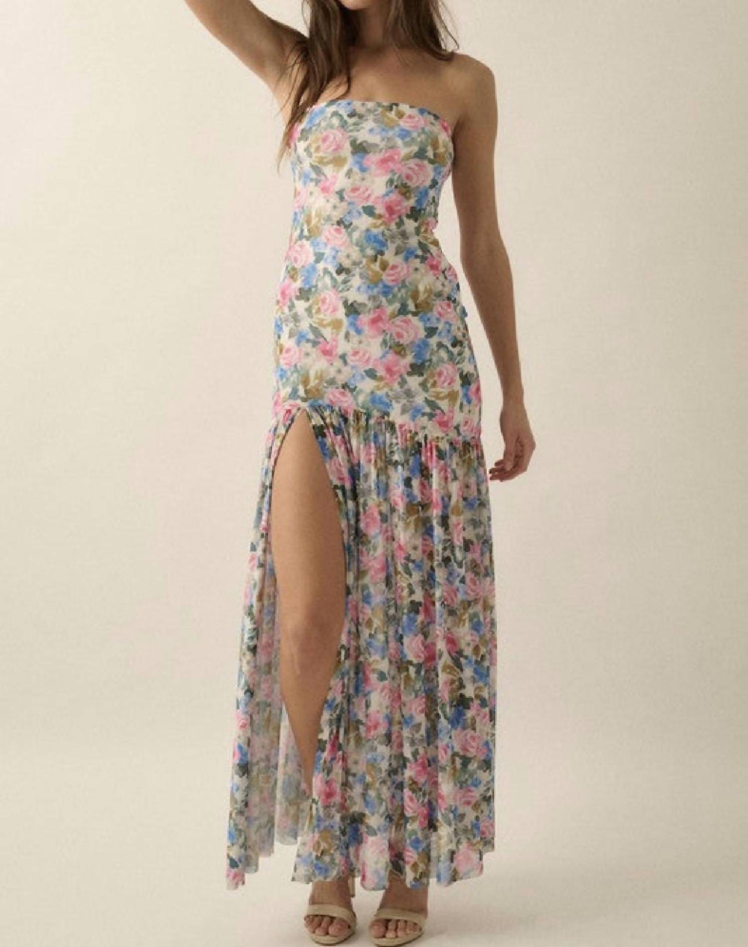 Promesa - Mesh Strapless Maxi Dress