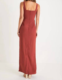 Lulus Glamorous Disposition Ruched Maxi Dress in rust - women's dress - alternate view