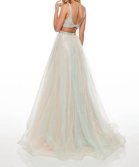 Rachel Allan - Tulle A-line Prom Gown With Ab Stones