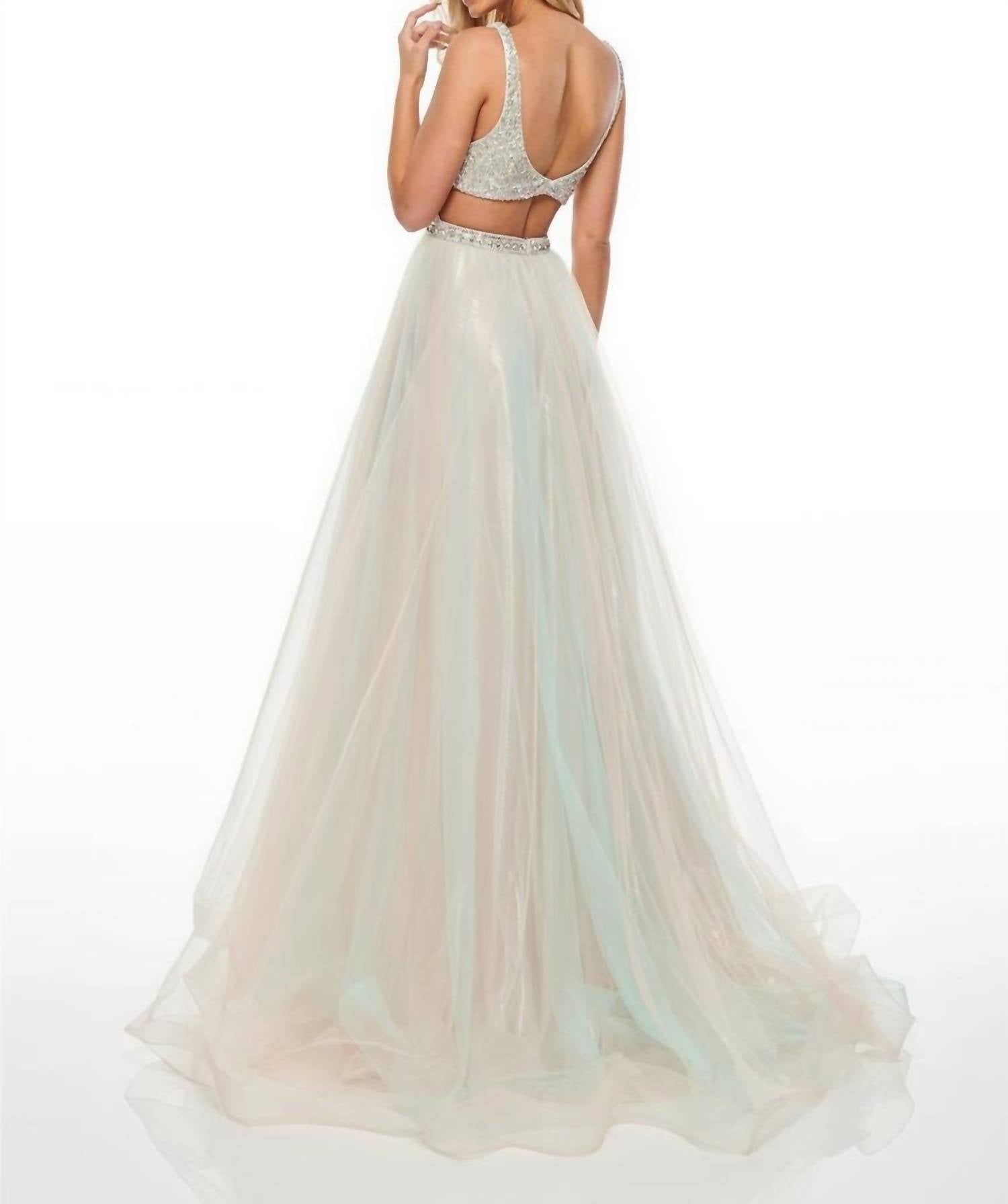 Rachel Allan - Tulle A-line Prom Gown With Ab Stones