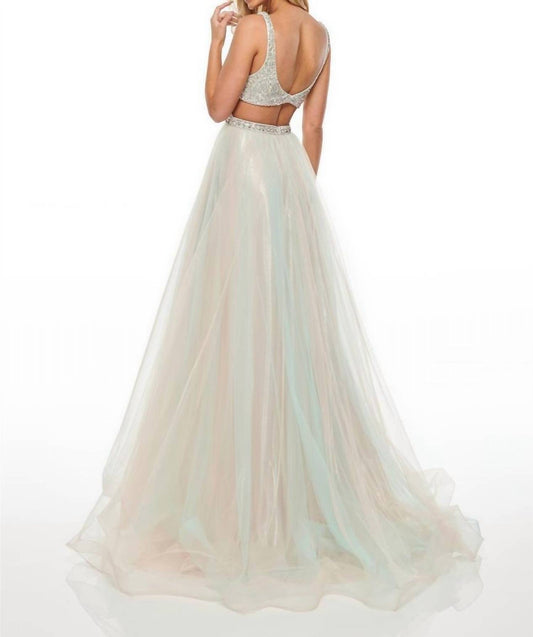 Rachel Allan - Tulle A-line Prom Gown With Ab Stones