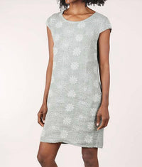 Femme Fatale - Short Sleeve Embroidered Linen Dress