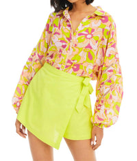 ALLISON NEW YORK Zelda Mini Skort in lime - women's shorts