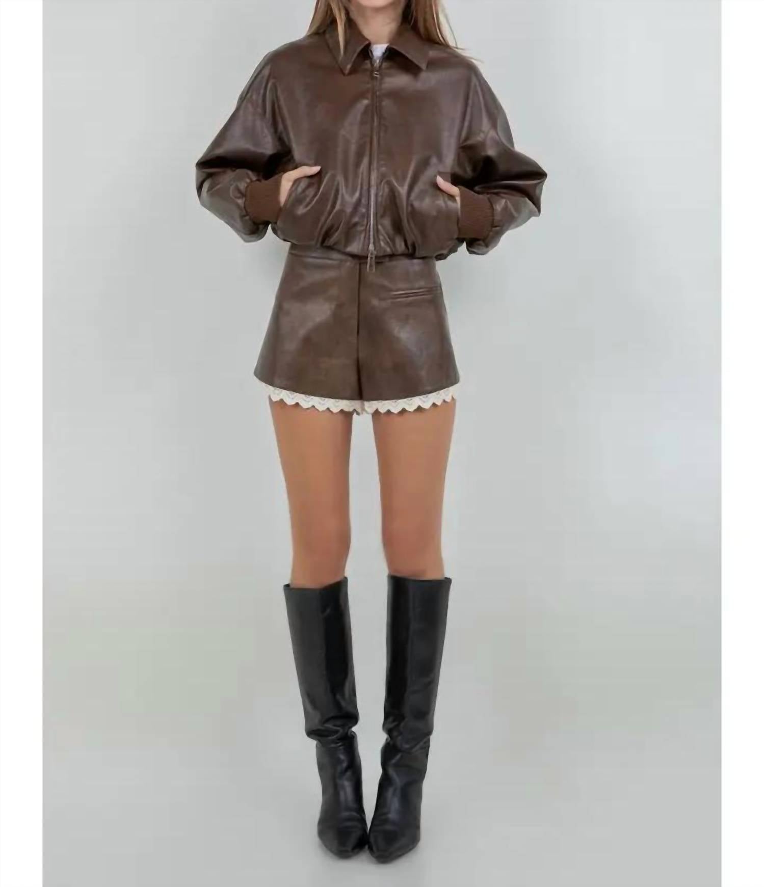 Whiteroom+Cactus - Faux Leather Zip Up Moto Jacket