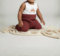 Bailey Boys Reindeer On Plaid John John Jumpsuit in white red - kids' item