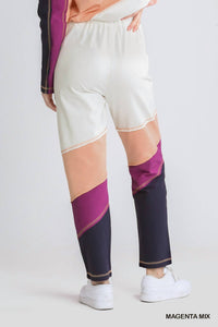 Umgee - French Terry Colorblock Stitch Detail Pants