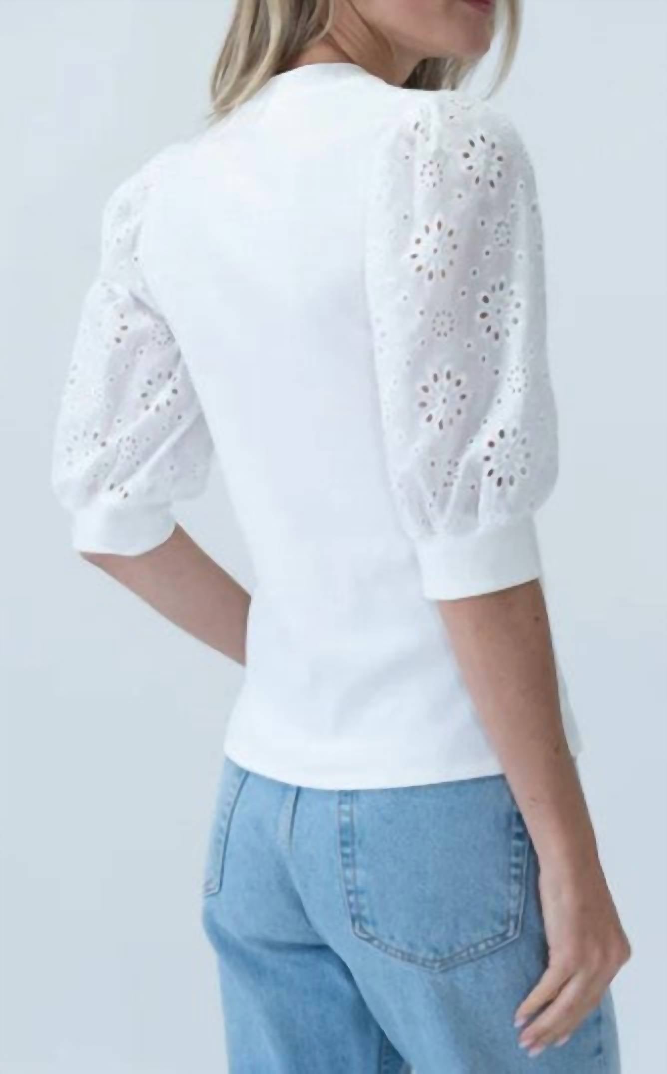 Six/Fifty - Button Up Eyelet Top