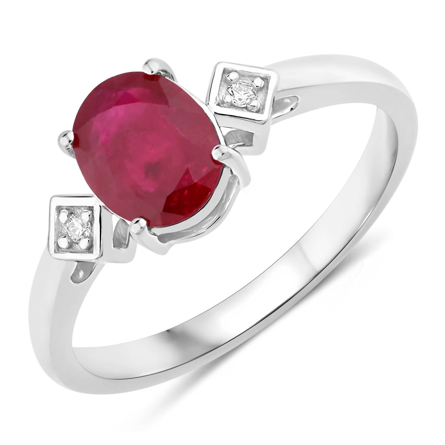 Diana M Jewels Women's Oval Natural Ruby Fashion Ring (1.22 Ct) - Petite in 14k white gold - women's jewelry