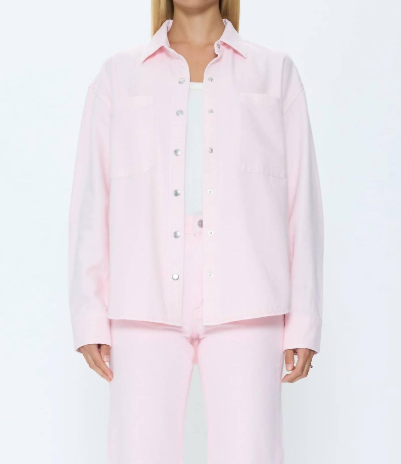 PISTOLA Elin Denim Shacket in blush - women's jacket