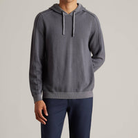 RHONE Emerson Knit Long Sleeve Hoodie in light gray heather - men's shirt - detail view