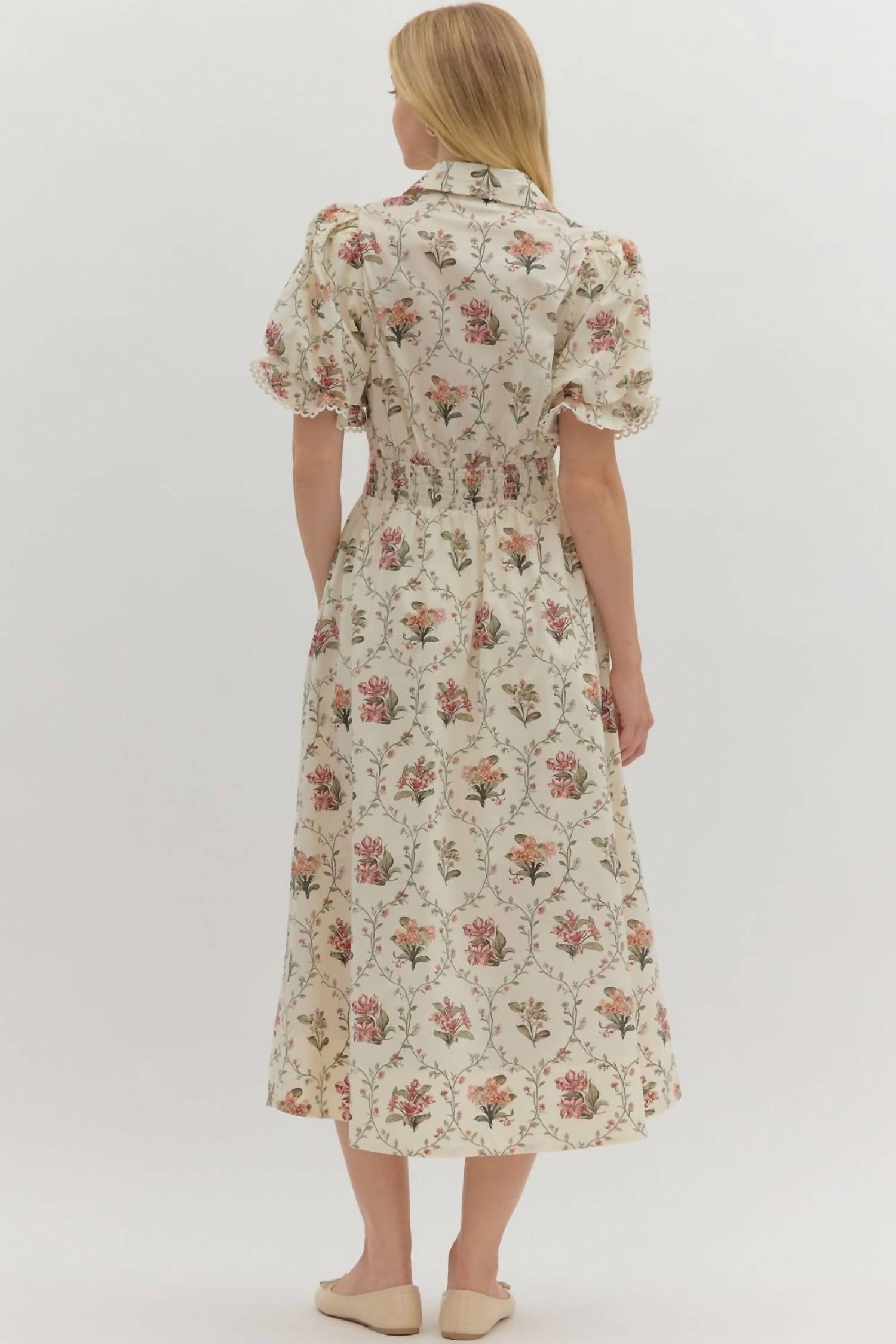 Entro - Sweet Floral Midi Dress