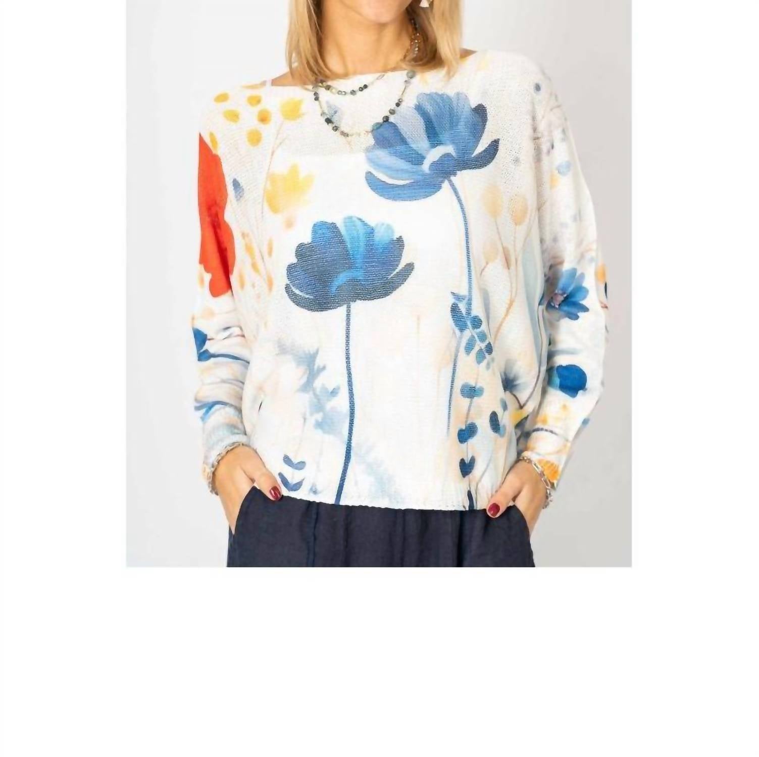 Look Mode Usa - Italian Floral Batwing Sweater