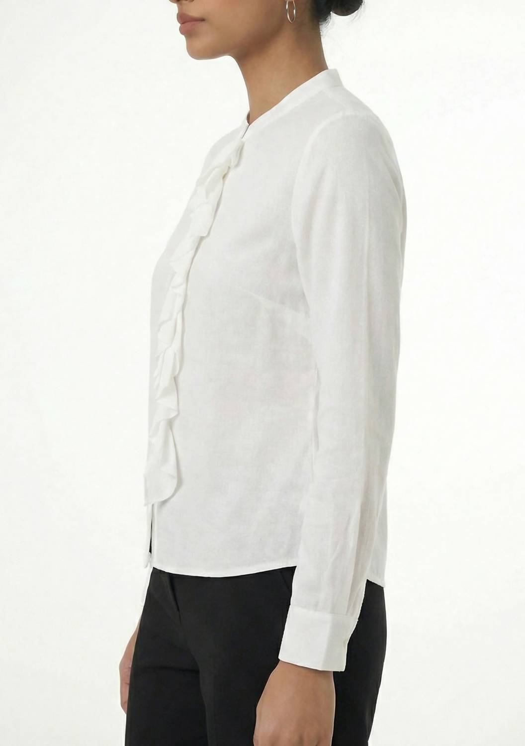 Area Stars Women's Ruffle Linen Top in white - women's blouse - view 4