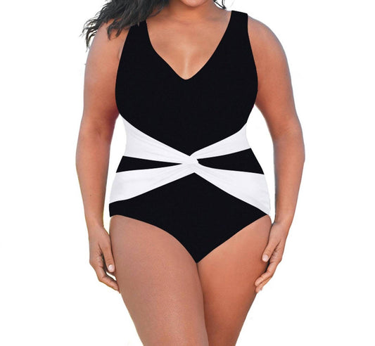 Always For Me - Plus Size V-Neck Twist Front One Piece Swimsuit