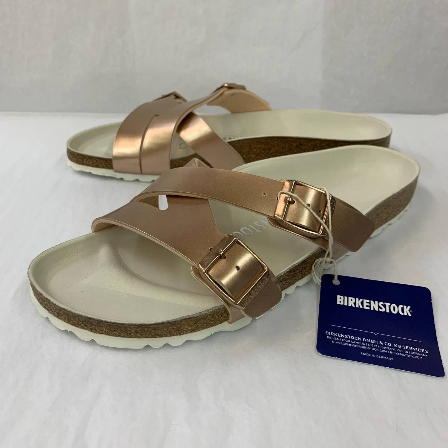 BIRKENSTOCK Women's Yao Open Toe Sandals in copper - women's sandal - detail view