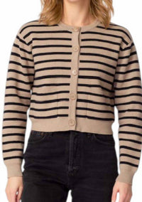 J. Society - Striped Button Front Cardigan