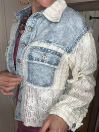 Pol - Delia Denim & Lace Shirtket