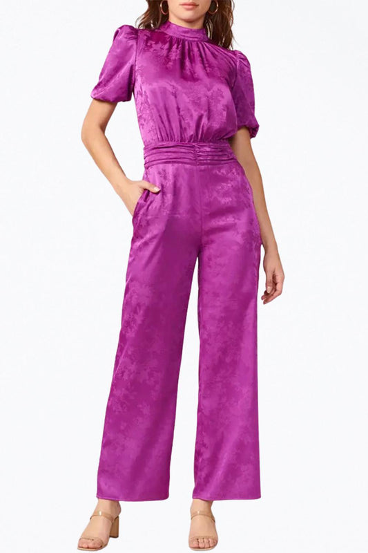 THEO OPEN-BACK SATEEN JACQUARD JUMPSUIT