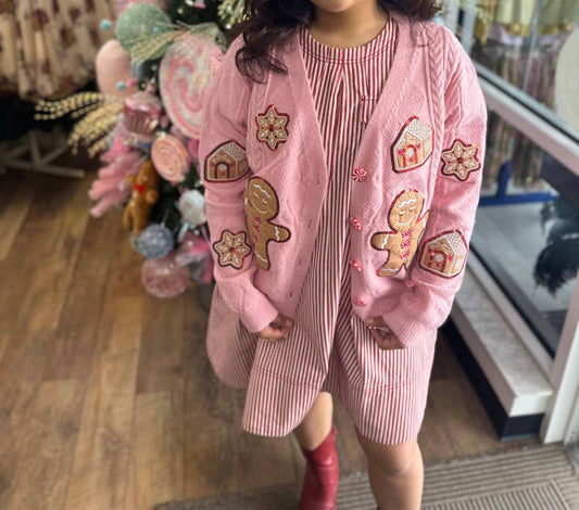 Grace + Emma - Cable Knit Gingerbread Cardigan Top