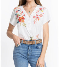 Johnny Was - Button Neck Tee Georgia Plus