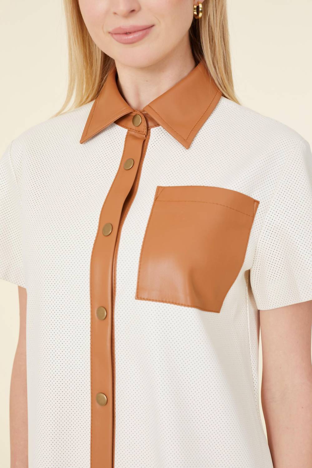 Dolce Cabo - Vegan Leather Perforated Short Sleeve Dress