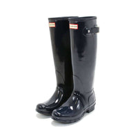 HUNTER Women's Original Tall Gloss Rain Boots in navy - women's shoe