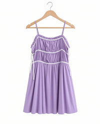 Idem Ditto - Women's Open Side Contrast Ribbons Mini Dress