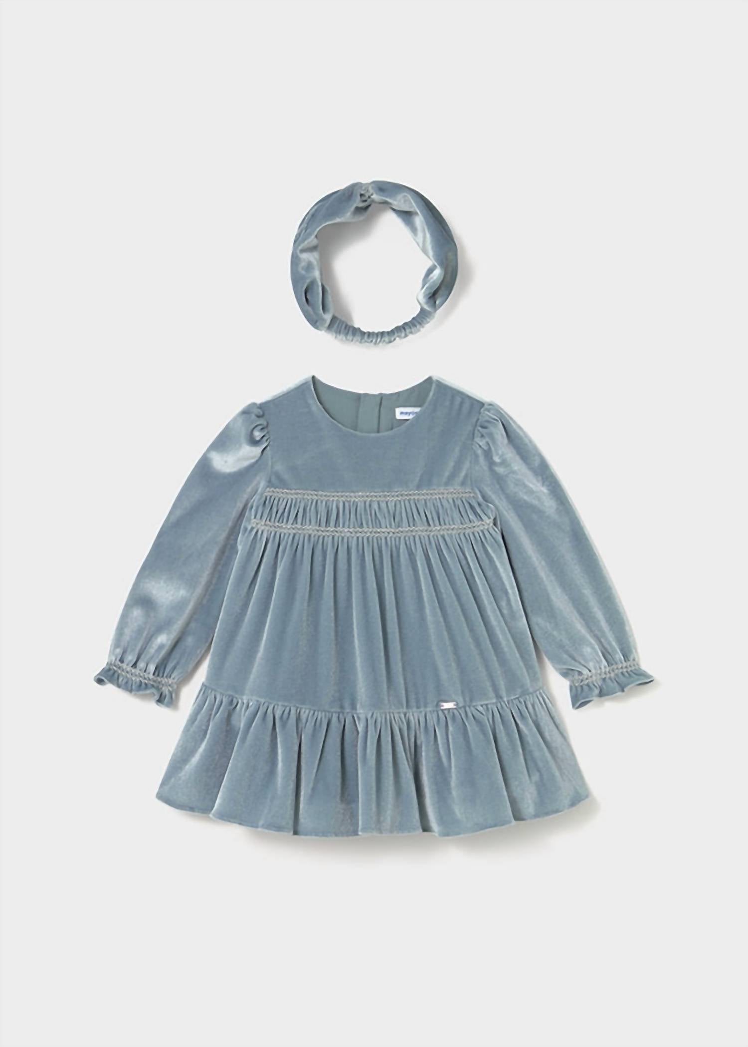 Mayoral - Girl's Long Sleeve Velvet Dress With Headband