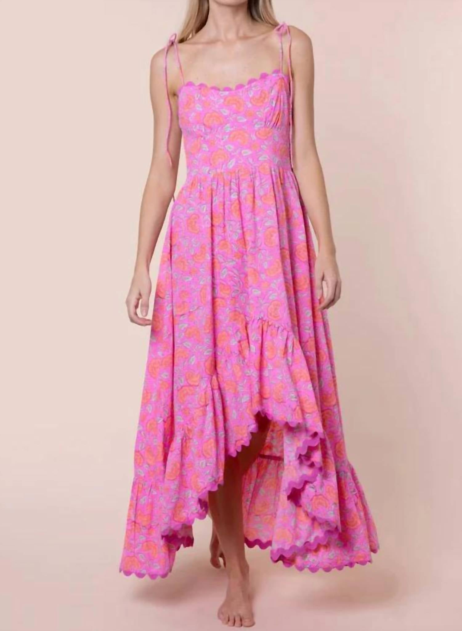 Juliet Dunn - Ginkgo Print High-low Floral Dress