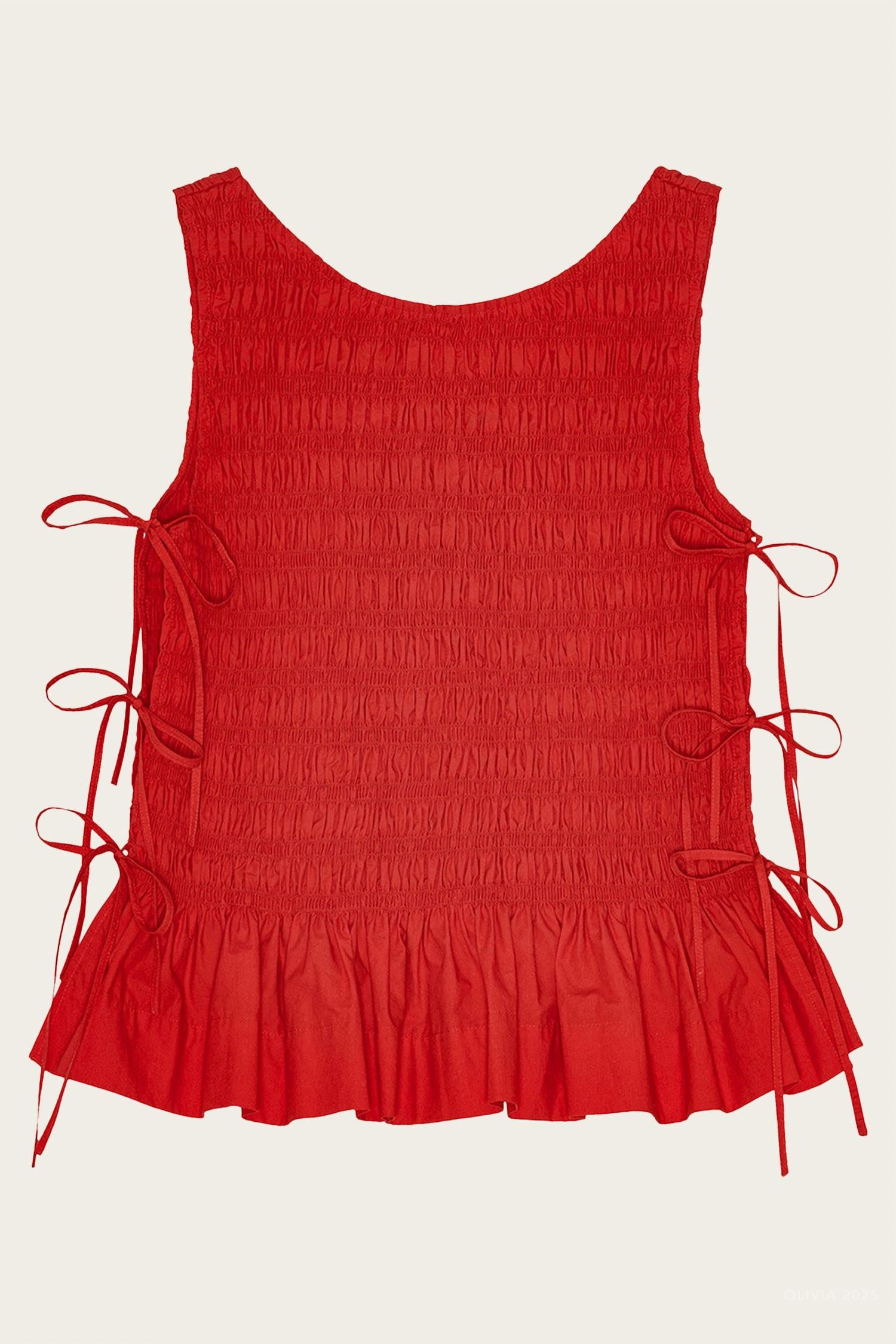 Ganni - Cotton Smock Tie Top