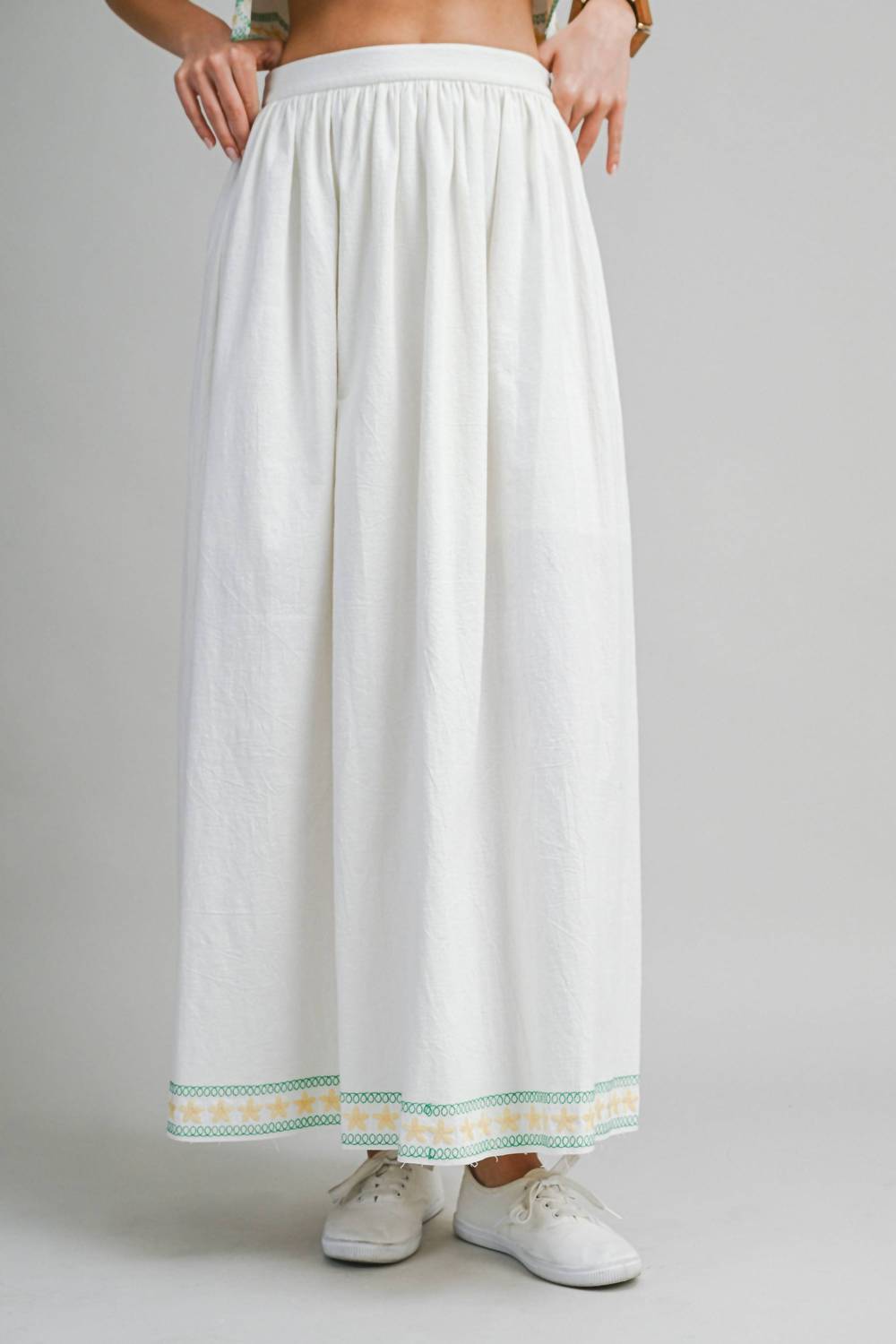 Le Cliche Palmette Embroidered Maxi Skirt in white - women's skirt - alternate view