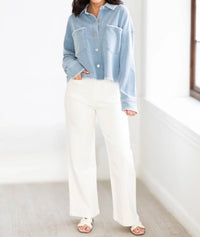 Z Supply - Day Knit Denim Crop Whipstitch Jacket