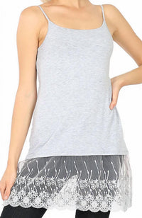 Zenana - Long Line Cami Lace Bottom Detail