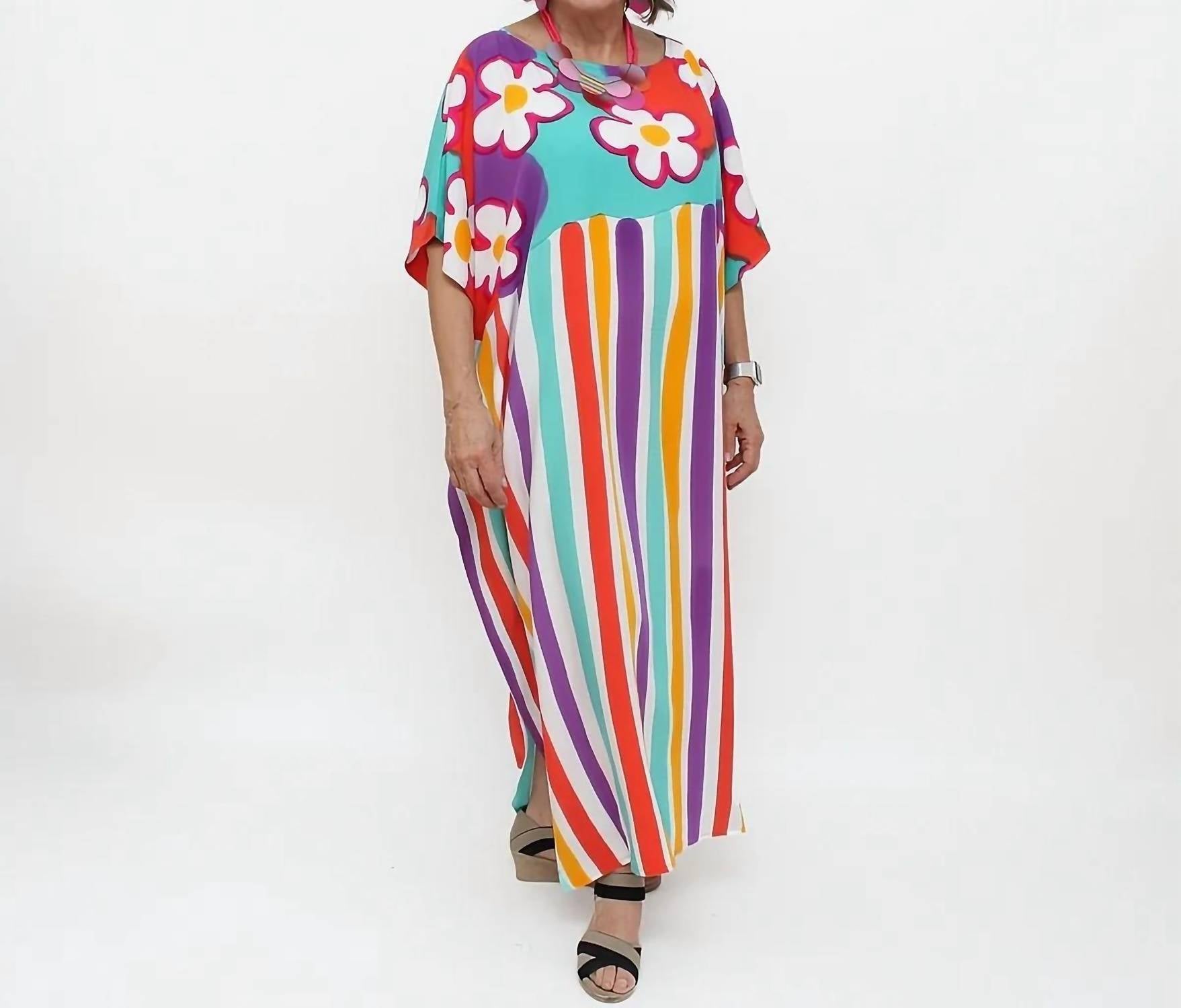 Sylca Designs - All the Flowers Bright Colored Kaftan Dress